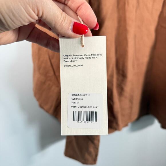 Mate the Label 100% Linen Button Front Short Sleeve Shirt 3X Organic Workwear - Picture 4 of 8